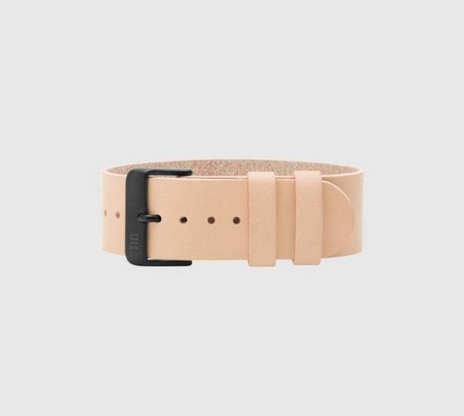 Natural Leather Wristband - Black Buckle
