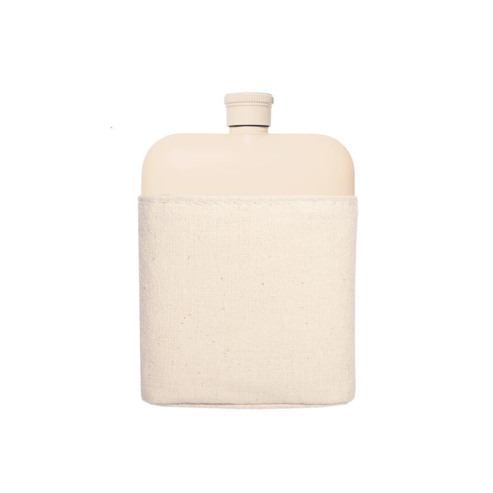 CREAM 6OZ FLASK WITH CANVAS COVER