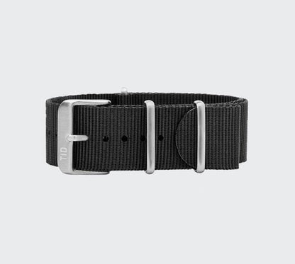 BLACK NYLON WRISTBAND - STEEL BUCKLE