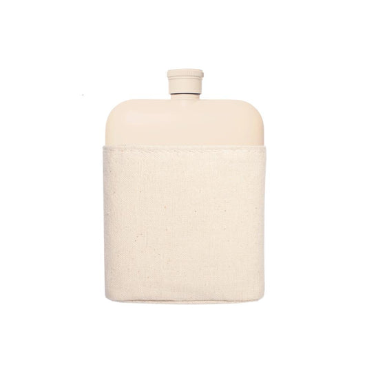 CREAM 6OZ FLASK WITH CANVAS COVER